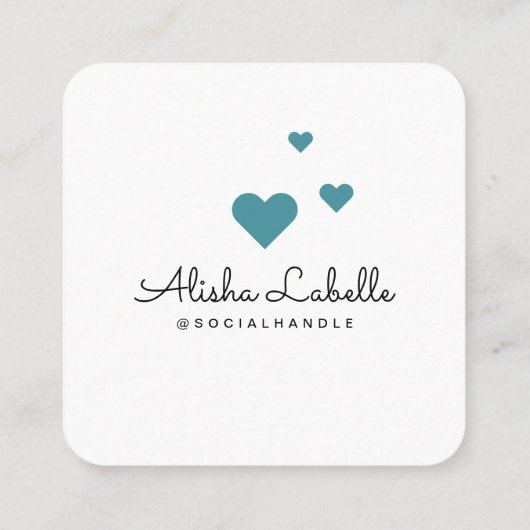 Like Me Blue Photoハートフレームガーリーソーシャルメディア スクエア名刺 (裏面)