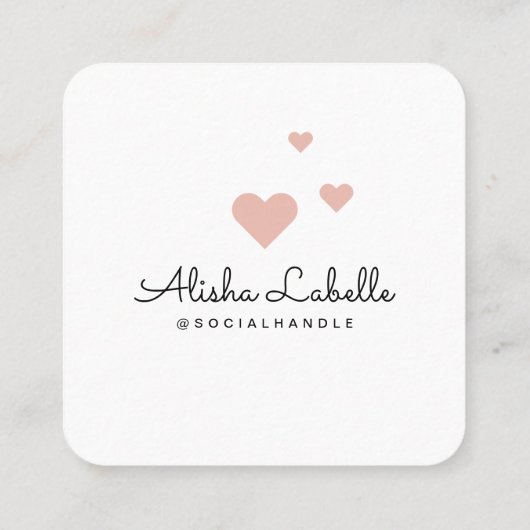 Like Me Pinkフォトハートフレームガーリーソーシャルメディア スクエア名刺 (裏面)