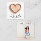 Like Me Pink Balloonハートガーリーソーシャルメディア スクエア名刺 (正面/裏面)