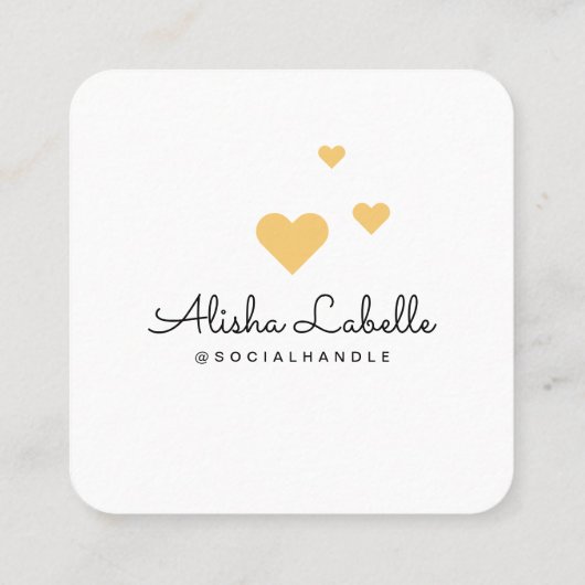 Like Me YellowPhotoハートフレームガーリーソーシャルメディア スクエア名刺 (裏面)