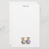 Lilくま · ベビーは緑及び紫色を結び付けます 便箋 (正面/裏面)