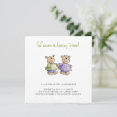 Lilくま · ベビーは緑及び紫色を結び付けます 招待状 (スタンド正面)