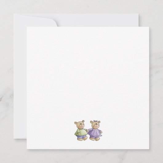 Lilくま · ベビーは緑及び紫色を結び付けます 招待状 (裏面)