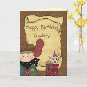 Lilのカウボーイのカウボーイの誕生日の挨拶状 カード (黄色い花)