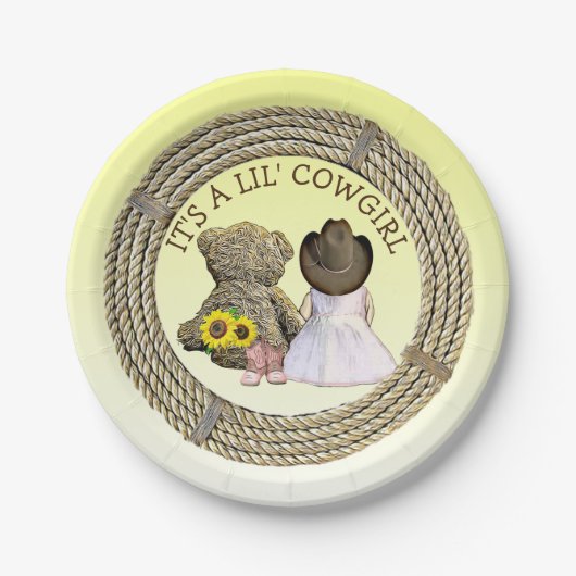 Lilの女性のカーボーイBaby Shower ペーパープレート (正面)
