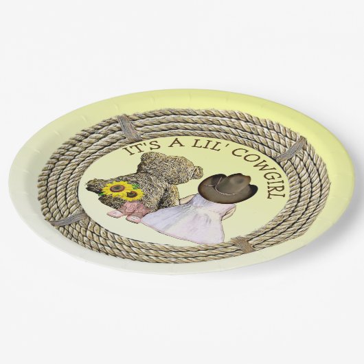 Lilの女性のカーボーイBaby Shower ペーパープレート (アングル)