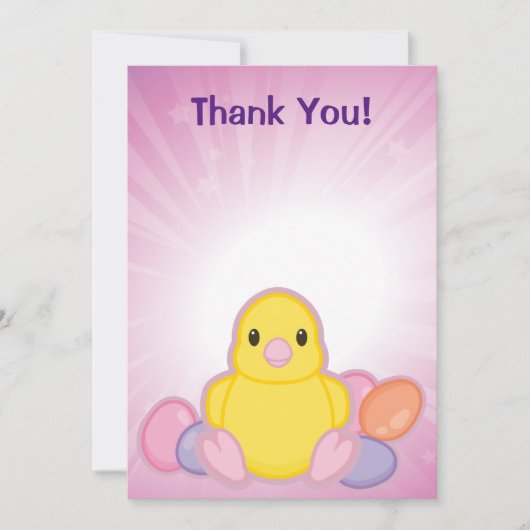 Lilの春のひよこパターン サンキューカード (正面)