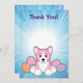 Lilの春のコーギーパターン サンキューカード (正面/裏面)