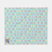 Lilの春のコーギーパターン フリースブランケット (正面(横))