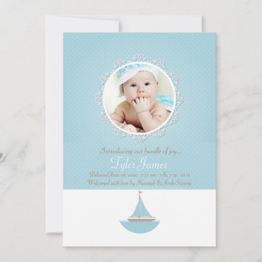 Lilの船員の写真の誕生の発表 案内状 (正面)