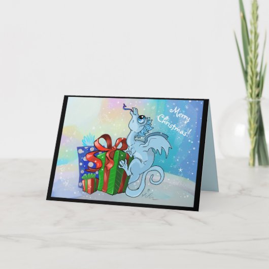 lilの雪片のDragon~Merryのクリスマスのホリデーカード シーズンカード (正面)