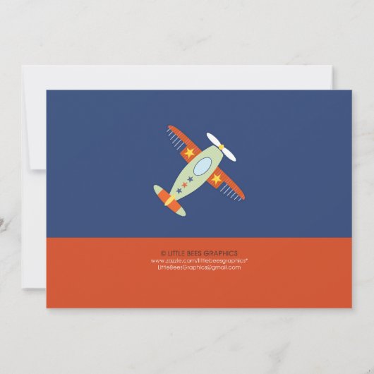 Lilの飛行士の飛行機のベビーシャワー招待状 招待状 (裏面)