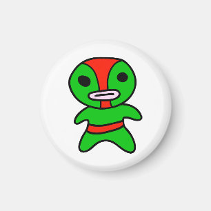 li'lのLucha Libreのレスリング選手の磁石(緑赤い) マグネット