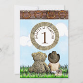 Lil'カウボーイとテディベアの最初の誕生日パーティー 招待状 (正面)