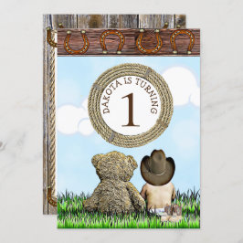 Lil'カウボーイとテディベアの最初の誕生日パーティー 招待状