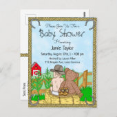 Lil'カウボーイとテディベアボーイズ赤ちゃんシャワー招待状 ポストカード (正面/裏面)