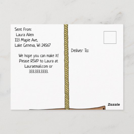 Lil'カウボーイとテディベアボーイズ赤ちゃんシャワー招待状 ポストカード (裏面)