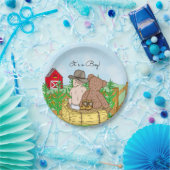 Lil'カウボーイとテディベア赤ちゃんシャワー ペーパープレート (パーティー)