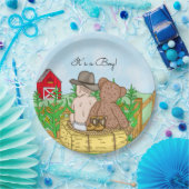 Lil'カウボーイとテディベア赤ちゃんシャワー ペーパープレート (パーティー)