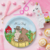Lil'カウボーイとテディベア赤ちゃんシャワー ペーパープレート (パーティー)
