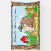 Lil'カウボーイとテディベア赤ちゃんシャワー 横断幕 (縦)