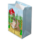 Lil'カウボーイとTeddy Bear Boy's Baby Shower ミディアムペーパーバッグ (正面アングル)