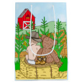 Lil'カウボーイとTeddy Bear Boy's Baby Shower ミディアムペーパーバッグ (裏面)