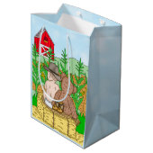 Lil'カウボーイとTeddy Bear Boy's Baby Shower ミディアムペーパーバッグ (裏面アングル)