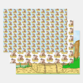 Lil'カウボーイとTeddy Bear Boy's Baby Shower ラッピングペーパーシート