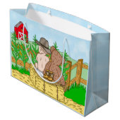 Lil'カウボーイとTeddy Bear Boy's Baby Shower ラージペーパーバッグ (裏面アングル)