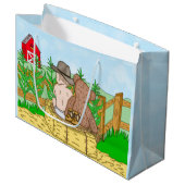 Lil'カウボーイとTeddy Bear Boy's Baby Shower ラージペーパーバッグ (正面アングル)