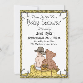 Lil'カウボーイとTeddy Bear Boy's Baby Shower 招待状