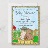 Lil'カウボーイとTeddy Bear Boy's Baby Shower 招待状 (正面)