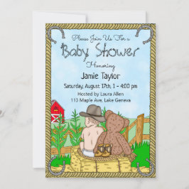 Lil'カウボーイとTeddy Bear Boy's Baby Shower 招待状