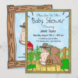 Lil'カウボーイとTeddy Bear Boy's Baby Shower 招待状
