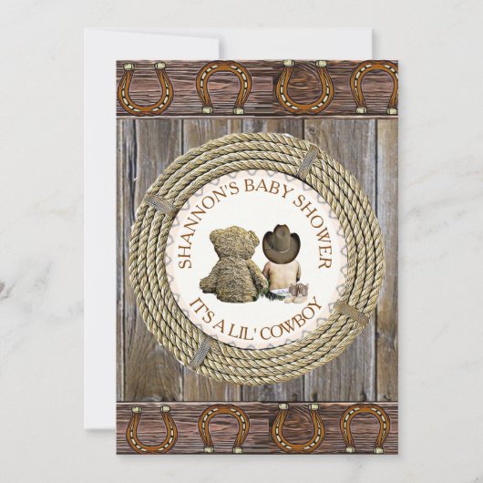 Lil'カウボーイカントリーとウェスタンベビーシャワー 招待状 (正面)