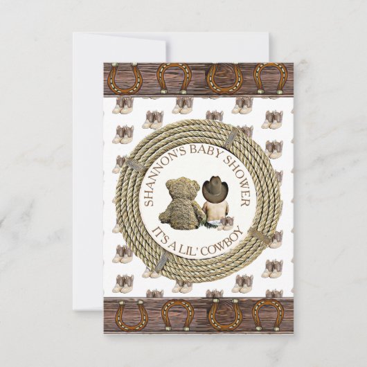 Lil'カウボーイカントリーとウェスタンベビーシャワー 招待状 (正面)