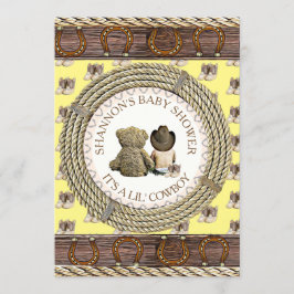 Lil'カウボーイカントリー素朴とウェスタンベビーシャワー 招待状