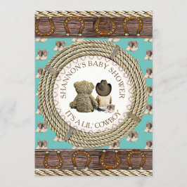 Lil'カウボーイカントリー素朴とウェスタンベビーシャワー 招待状