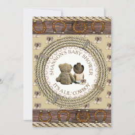 Lil'カウボーイカントリー素朴とウェスタンベビーシャワー 招待状