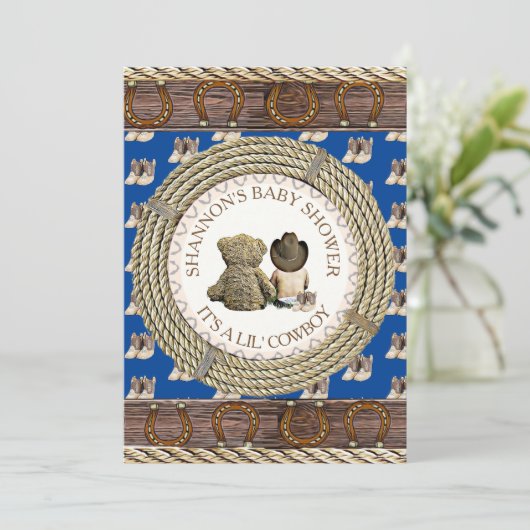 Lil'カウボーイカントリー素朴とウェスタンベビーシャワー 招待状 (スタンド正面)