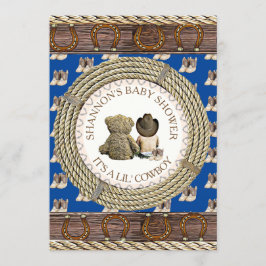 Lil'カウボーイカントリー素朴とウェスタンベビーシャワー 招待状