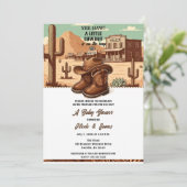 Lilカウボーイカントリー西ブーツ+ハットベビーシャワー 招待状 (スタンド正面)