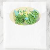 Lil'ドラゴンハーブのステッカーのラベル~バジル 楕円形シール (バッグ)