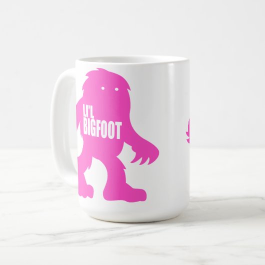 LI'Lビッグフットの愛らしいロゴ-かわいいピンクのサスカッチ コーヒーマグカップ (正面左)