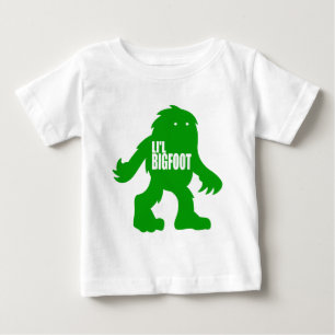 LI'Lビッグフットの愛らしいロゴ-かわいい緑のサスカッチ ベビーTシャツ