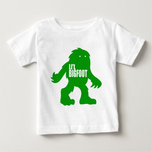 LI'Lビッグフットの愛らしいロゴ-かわいい緑のサスカッチ ベビーTシャツ (正面)