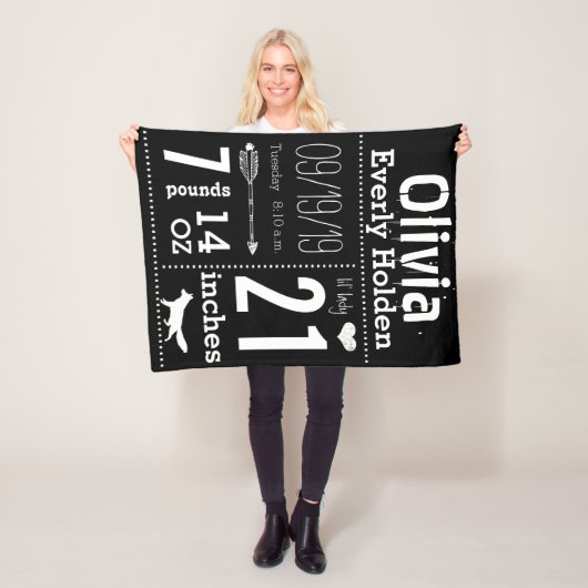 Lil'レディキツネ任意の色ベビー誕生統計 フリースブランケット (インサイチュ)