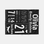 Lil'レディキツネ任意の色ベビー誕生統計 フリースブランケット (正面(横))