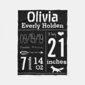 Lil'レディキツネ任意の色ベビー誕生統計 フリースブランケット (正面)